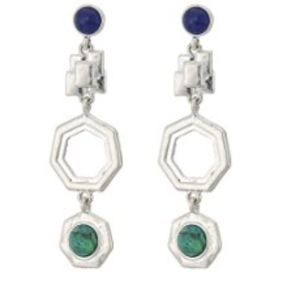 The Sak Stone & Metal Linear Post Back Earrings , Silver/Multi - Picture 2 of 4